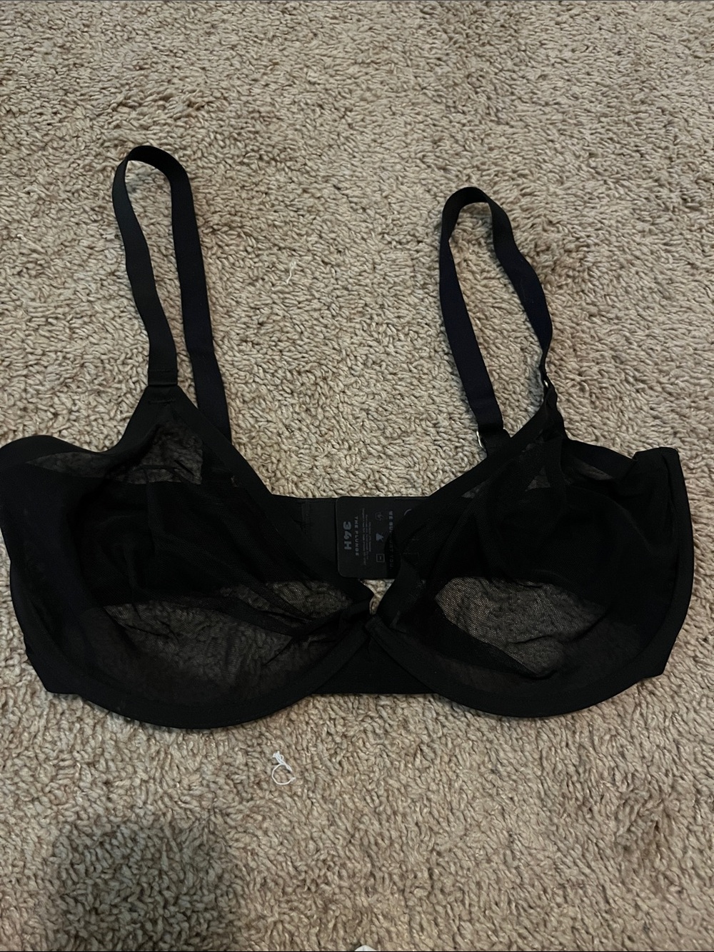 CUUP Sheer Black Underwire plunge mesh bra 34h